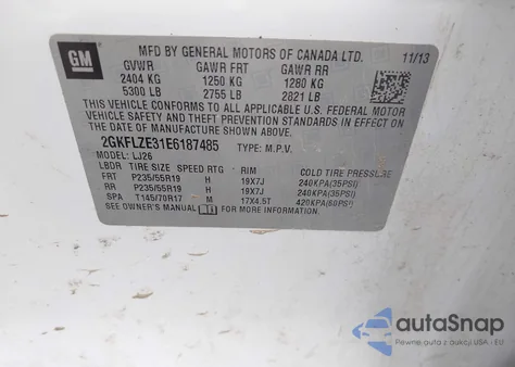 2014 GMC Terrain Denali z USA, uszkodzony, nr VIN 2GKFLZE31E6187485